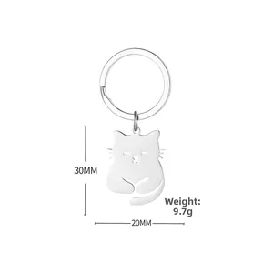 Specifiche dettagliate delle dimensioni del portachiavi gatto in acciaio inox con misure