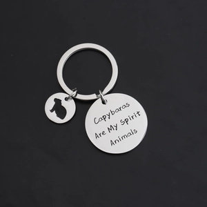 Stainless steel capybara keychain with engraved quote Capybaras Are My Spirit Animals