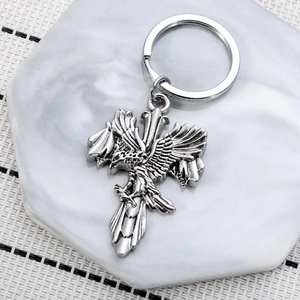 Vintage Zinc Alloy Eagle Cross Keychain Personalized Metal Pendant Car Hanging Ornament For Men Gothic Punk Jewelry Gift