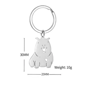 Cute capybara stainless steel keychain with heart cutout design, size 30x25mm and weight 10g