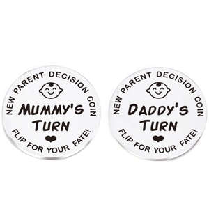 Stainless Steel New Parent Decision Coin Creative Newborn Baby Shower Gift Mommy Daddy Turn Whose Turn Flip To Decide Coin