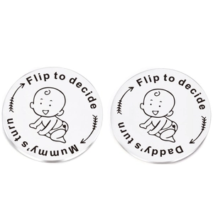 Baby decision coin for new parents with Mummy's turn and Daddy's turn engraving