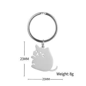 Portachiavi gatto carino in acciaio inossidabile regalo, misura 23x25mm e peso 8g