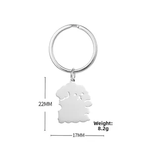 Dettagli delle dimensioni del portachiavi a forma di cane in acciaio inox da 22mm e 8,2g