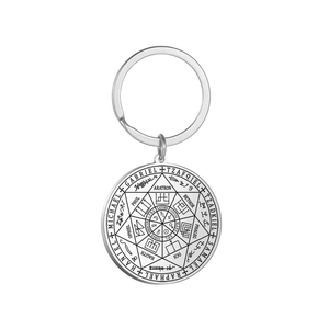Stainless Steel Seal Of The Seven Archangels Keychain For Men Women Religious Mystic Sigil Pendant Keyring Jewelry Gift