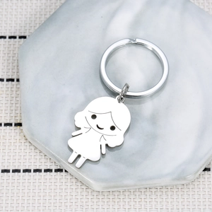 Stainless Steel Cartoon Boy Girl Keychain Cute Backpack Pendant For Couples Friends Birthday Gift Minimalist Metal Jewelry