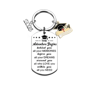 Class of 2026 Graduation Keychain Stainless Steel Inspirational Gift For Graduates Enamel Cap Scroll Pendant Jewelry