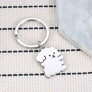 Portachiavi a forma di cucciolo in acciaio inossidabile per coppie con finitura argento
