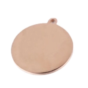 Polished rose gold stainless steel round blank pendant tag for DIY jewelry making