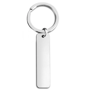 Minimalist Stainless Steel Rectangle Tag Keychain Blank DIY Metal Key Ring Men Women Gold Silver Black Rose Gold Jewelry