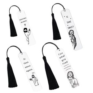 Humorous Stainless Steel Jesus Bookmark With Black Tassel Funny Metal Page Marker Gift For Book Lovers Reading Enthusiasts