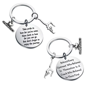 Porte-clés de Gymnastique en Acier Inoxydable Citation Inspirante Charme Athlète Cadeau Sportif pour Gymnastes Coach Femme