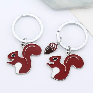 Mignon Porte-clés Écureuil en Émail Acier Inoxydable Alliage Pendentif de Sac à Dos Animal de Dessin Animé Cadeau de Saint-Valentin