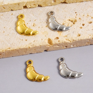 Minimalistische 304 Edelstahl Croissant Anhänger in Gold und Silber für DIY Schmuck