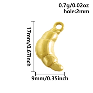 Mini Croissant Anhänger aus 304 Edelstahl für DIY Schmuck mit Größenangaben