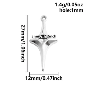 Pendentif étoile en acier inoxydable 304 poli dimensions 27x12mm avec détails de poids