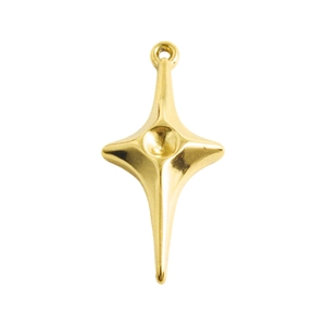 Pendentif étoile à quatre branches en acier inoxydable 304 plaqué or 18 carats poli