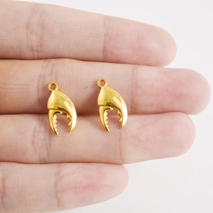 Par de colgantes de pinza de cangrejo de acero inoxidable 304 dorado para joyería