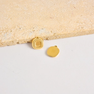 Pendentif carré en acier inoxydable 304 doré avec texture tissée pour création de bijoux DIY