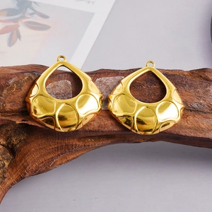 Pendentifs gouttes d'eau dorés texturés en acier inoxydable 304 pour bijoux DIY