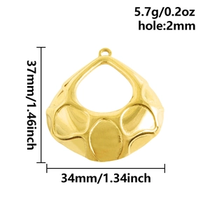 Spécifications de taille pour un pendentif goutte d'or, hauteur 37mm et trou de 2mm