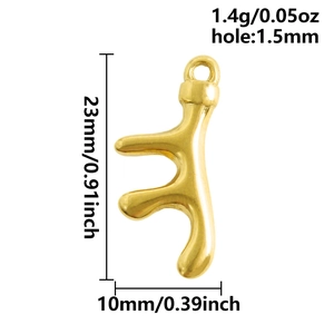 Detailed measurements of the 23mm gold coral branch pendant in 304 stainless steel