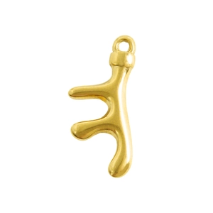 Polished gold 304 stainless steel coral branch pendant for necklaces and jewelry making