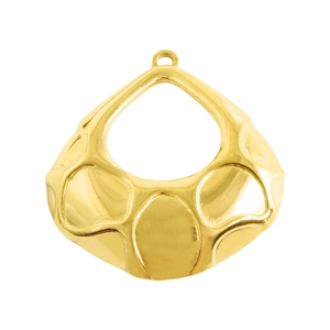 Pendentif goutte en acier inoxydable 304 doré avec texture creuse et anneau de suspension