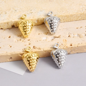 304 Stainless Steel Strawberry Pendant For DIY Jewelry Making Fruit Charms Gold Silver Plated Accessories For Necklace