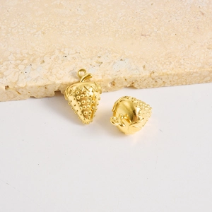 304 stainless steel matte gold strawberry charms for DIY jewelry making necklaces
