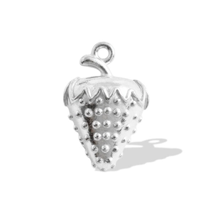 Detailed macro view of 304 stainless steel strawberry charm with realistic texture