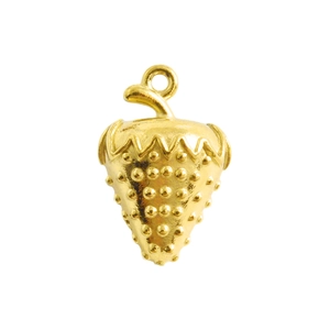 Polished gold 304 stainless steel strawberry pendant charm for DIY jewelry making