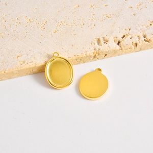 Minimale ovale gouden roestvrijstalen hangerbasis voor DIY-sieraden maken