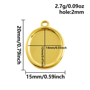 Gedetailleerde afmetingen van de ovale rvs hangerbasis voor DIY-sieraden maken