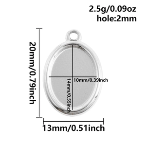 Technische afmetingen van 304 RVS ovale hanger basis voor DIY sieraden maken