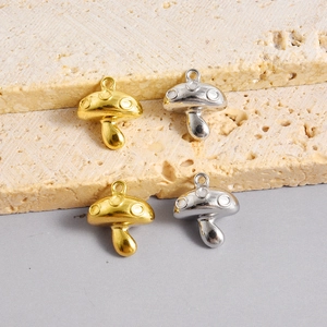 French style 304 stainless steel mushroom pendants in gold and silver for DIY jewelry