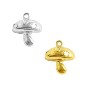 French Style 304 Stainless Steel Mushroom Pendant For DIY Necklace Jewelry Making Gold Silver Metal Plant Charm Accessory