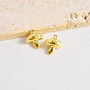 Matte gold 304 stainless steel mushroom pendants for DIY necklace making and jewelry crafts