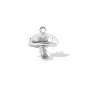 Polished 304 stainless steel mushroom pendant with dots and ring loop for DIY jewelry