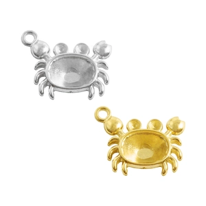 Pendentif Crabe en Acier Inoxydable 304 Base pour DIY Collier Bracelet Accessoires de Fabrication de Bijoux Plaqué Or 18K Argent
