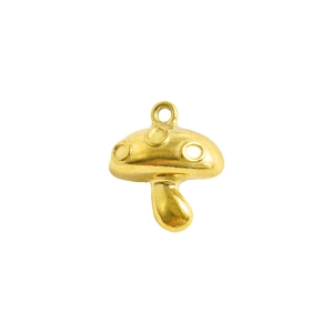 Polished 304 stainless steel gold mushroom pendant with top loop for DIY jewelry making