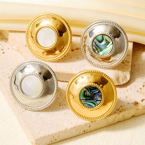 Retro-Ringe aus 18k vergoldetem Edelstahl 304 mit Naturmuschel- und Abalone-Inlay
