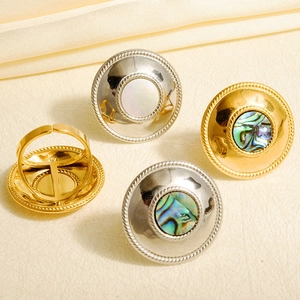 Retro Rund Geometrisch Naturmuschel Ring 304 Edelstahl 18k Vergoldet Verstellbar Bohemian Ring Für Damen Schmuck