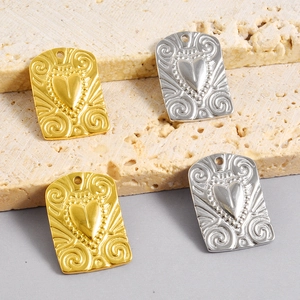 Retro 18k gold and silver heart shield pendants for DIY necklaces and jewelry making