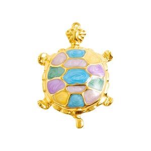 Schildkröten-Anhänger mit farbenfrohem Emaille-Panzer und 18k Goldbeschichtung