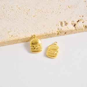 18K gold plated stainless steel hamburger pendant charms for DIY jewelry making
