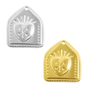 Stainless Steel Heart Pendant 18K Gold Plated Snowflake Engraved Charm For DIY Necklace Bracelet Jewelry Making Women