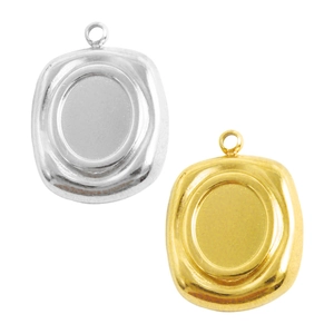 304 Stainless Steel Square Pendant Base Empty Tray For DIY Jewelry Making Findings 18K Gold Silver Plated Geometric Charms