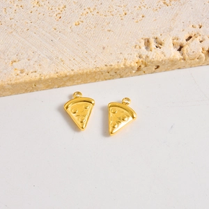 18K gold plated stainless steel pizza charms for DIY necklace and bracelet jewelry making