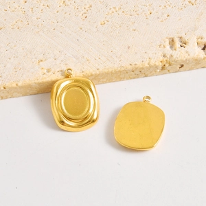 Minimalist square 304 stainless steel gold pendant blanks for DIY jewelry necklace making